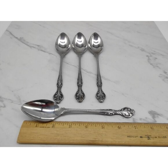 Lot Of 4 EPIC Stainless Oval Place Soup Spoon Masquerade Vintage 7 3/8" Japan - Picture 6 of 10